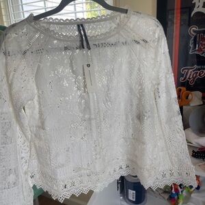 Anthropologie White Lace Blouse